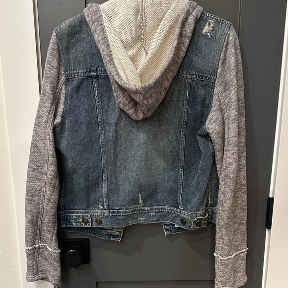 Free People Blue Jean Jacket with Gray Sleeves - Picture 2 of 3